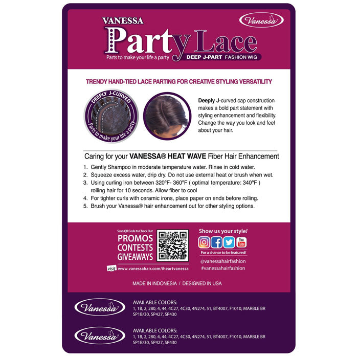Vanessa Party Lace Deep J-Part Fashion Wig - JIMMY