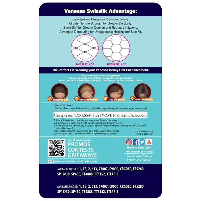 Vanessa Tops Middle Reverse C-Part Swissilk Lace Front Wig - TOUEI