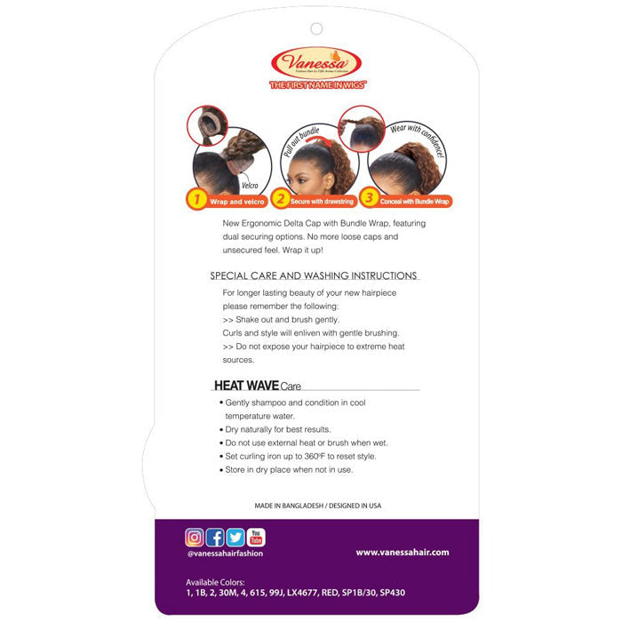 Vanessa Delta Cap Drawstring With Bundle Wrap Ponytail - DTB CHALY