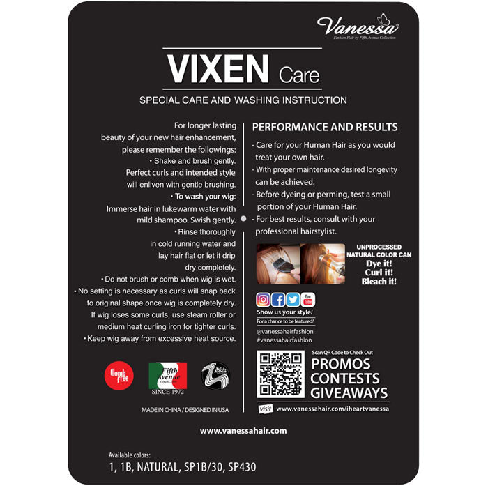 Vanessa Vixen 100% Human Hair Full Wig - HH DRAN