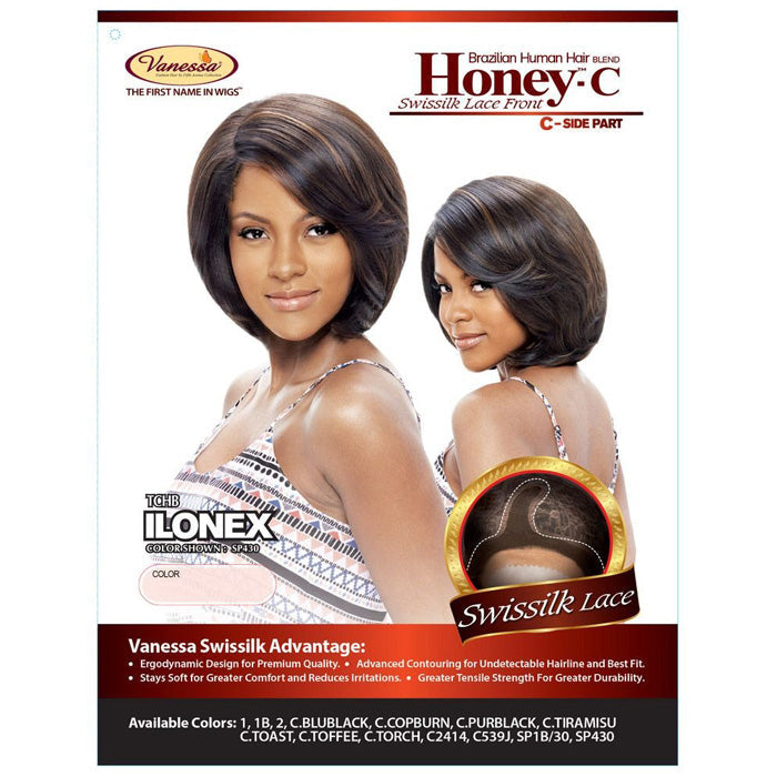 Vanessa Honey C Brazilian Human Hair Blend Lace Front Wig ILONEX