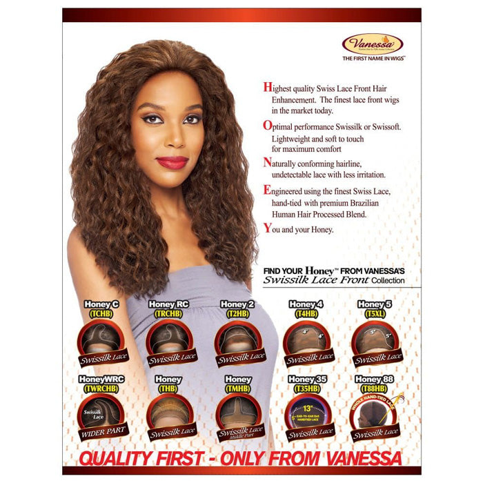 Vanessa Honey-5 Brazilian Human Hair Blend 5" x 5" Swissilk Lace Front Wig T5HB MORGA