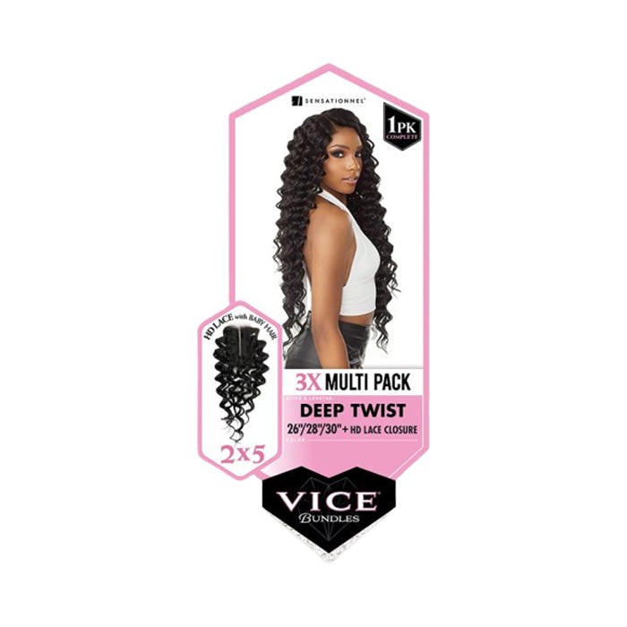 Sensationnel Vice Bundles 3X Multi Pack Weave + HD Lace Closure - DEEP TWIST