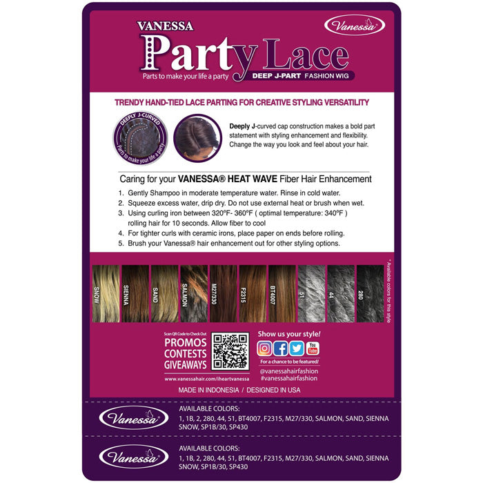 Vanessa Party Lace Deep J-Part Lace Wig - KOLINA