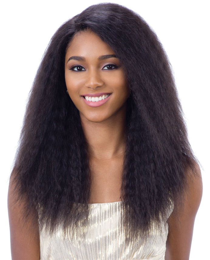 Shake-N-Go Naked 100% Brazilian Natural Human Hair Deep Invisible L-Part Lace Front Wig NATURAL 201