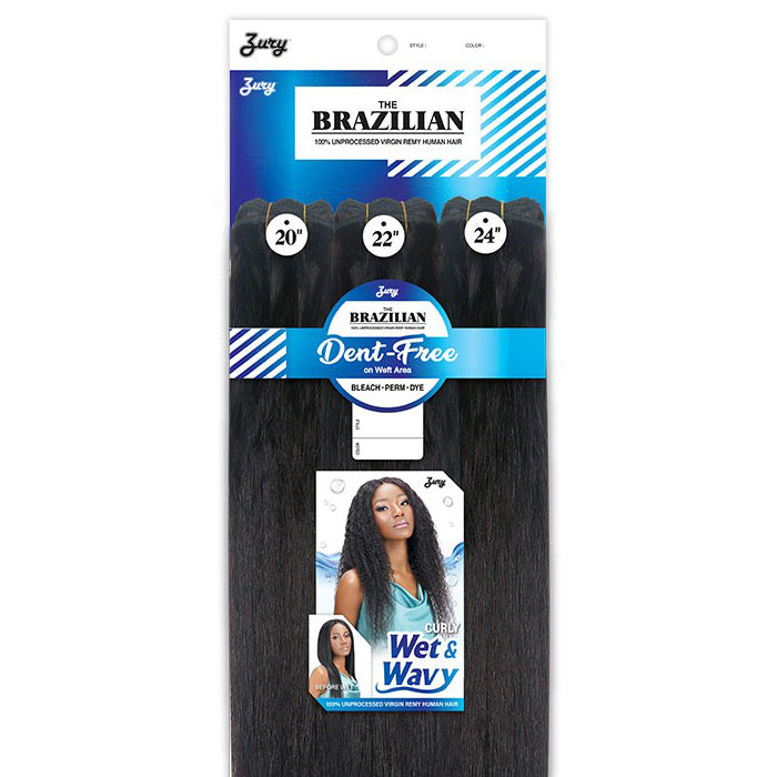 Zury Sis Brazilian Virgin Remy 100% Unprocessed Human Hair Dent-Free Wet & Wavy Weave Bundle - CURLY (10"-24")