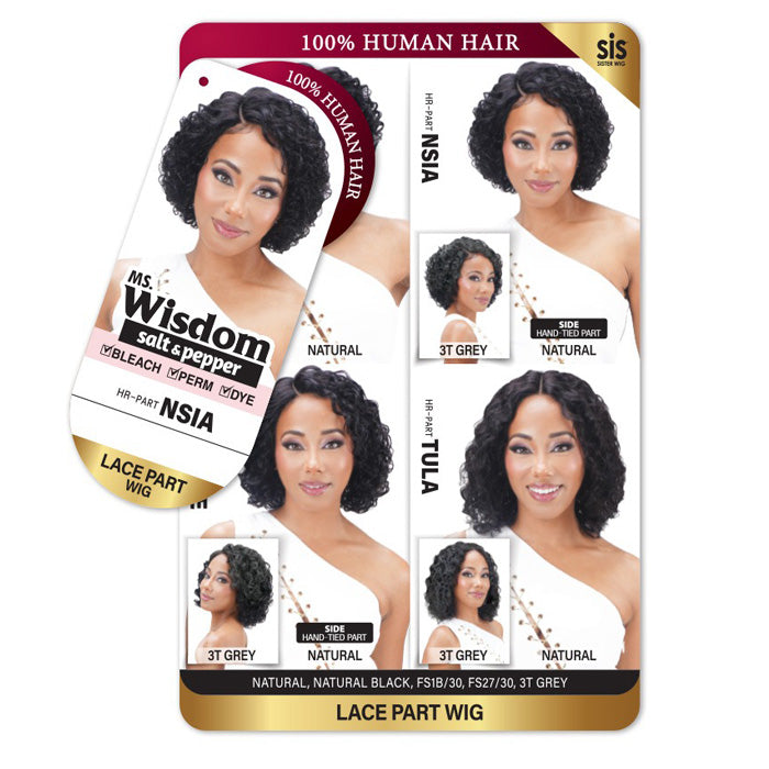Zury Sis Ms. Wisdom Salt & Pepper 100% Human Hair Lace Part Wig - NSIA