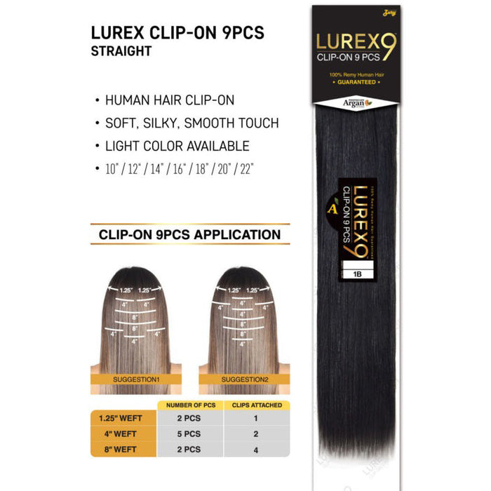 Zury Sis Lurex 100% Remy Human Hair Clip-On Weave - STRAIGHT 9 PCS 10-14"