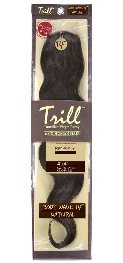 Mane Concept Trill Brazilian Virgin Remy 4x4 Swiss Lace Closure 100% Human Human Hair - BODY WAVE 14"