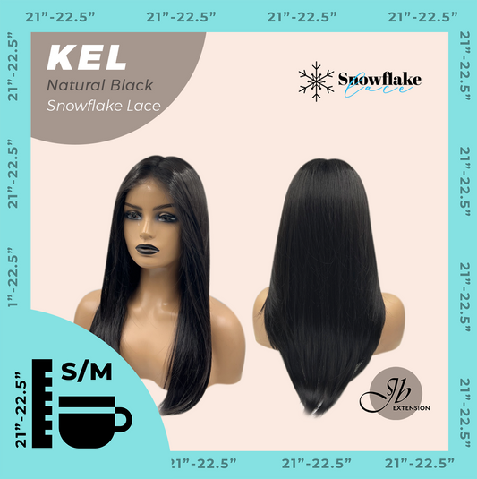 [PRE-ORDER] JBEXTENSION 22 Inches Natural Black Pre-Cut Snowflake Lace Frontlace Glueless Wig KEL NATURAL BLACK【PERMATEASE】【BENDY EAR TABS】