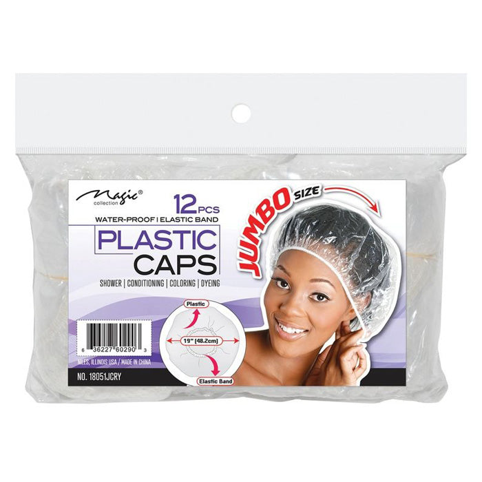 Magic Collection Water-Proof Elastic Band Jumbo Plastic Caps - 12 PCS