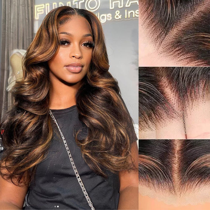 Balayage Highlight Put on go® Glueless Wig Pre Cut 8*5 HD Lace Closure Wigs Human Hair 220% Density