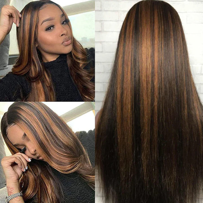 Balayage Highlight Put on go® Glueless Wig Pre Cut 8*5 HD Lace Closure Wigs Human Hair 220% Density