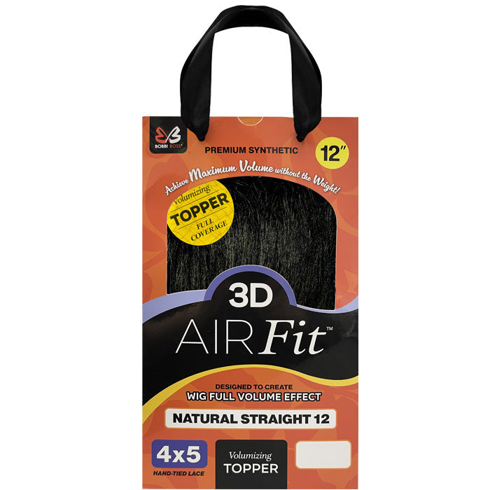 Bobbi Boss 3D Air Fit Volumizing Topper 4x5 Hand-Tied Lace Hair Pieces - NATURAL STRAIGHT 12"