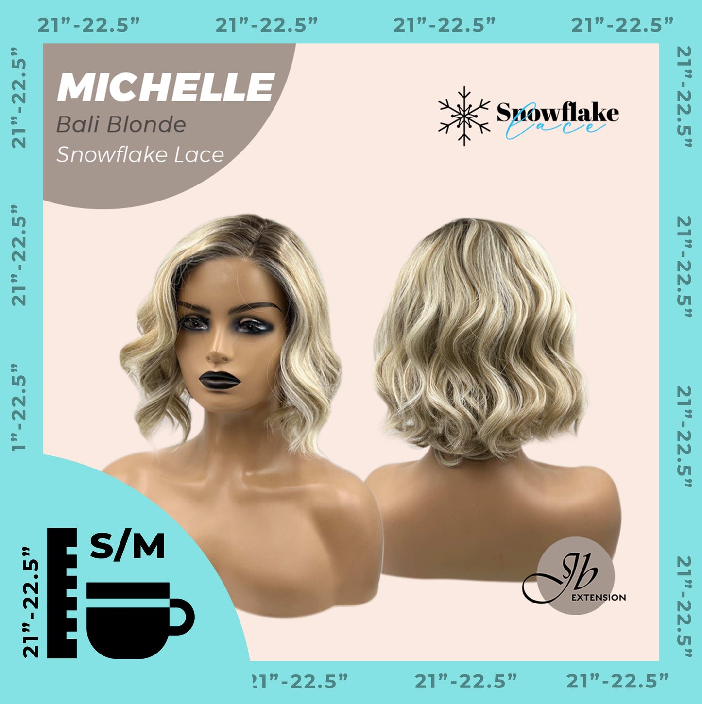 [PRE-ORDER] JBEXTENSION 10 Inches Bali Blonde Pre-Cut Side Part Snowflake Lace Frontlace Glueless Wig MICHELLE BALI BLONDE【BENDY EAR TABS】- S/M