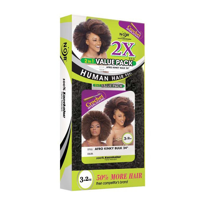 Janet Collection Noir 2 in 1 Value Pack Crochet Braid - AFRO KINKY BULK 24"