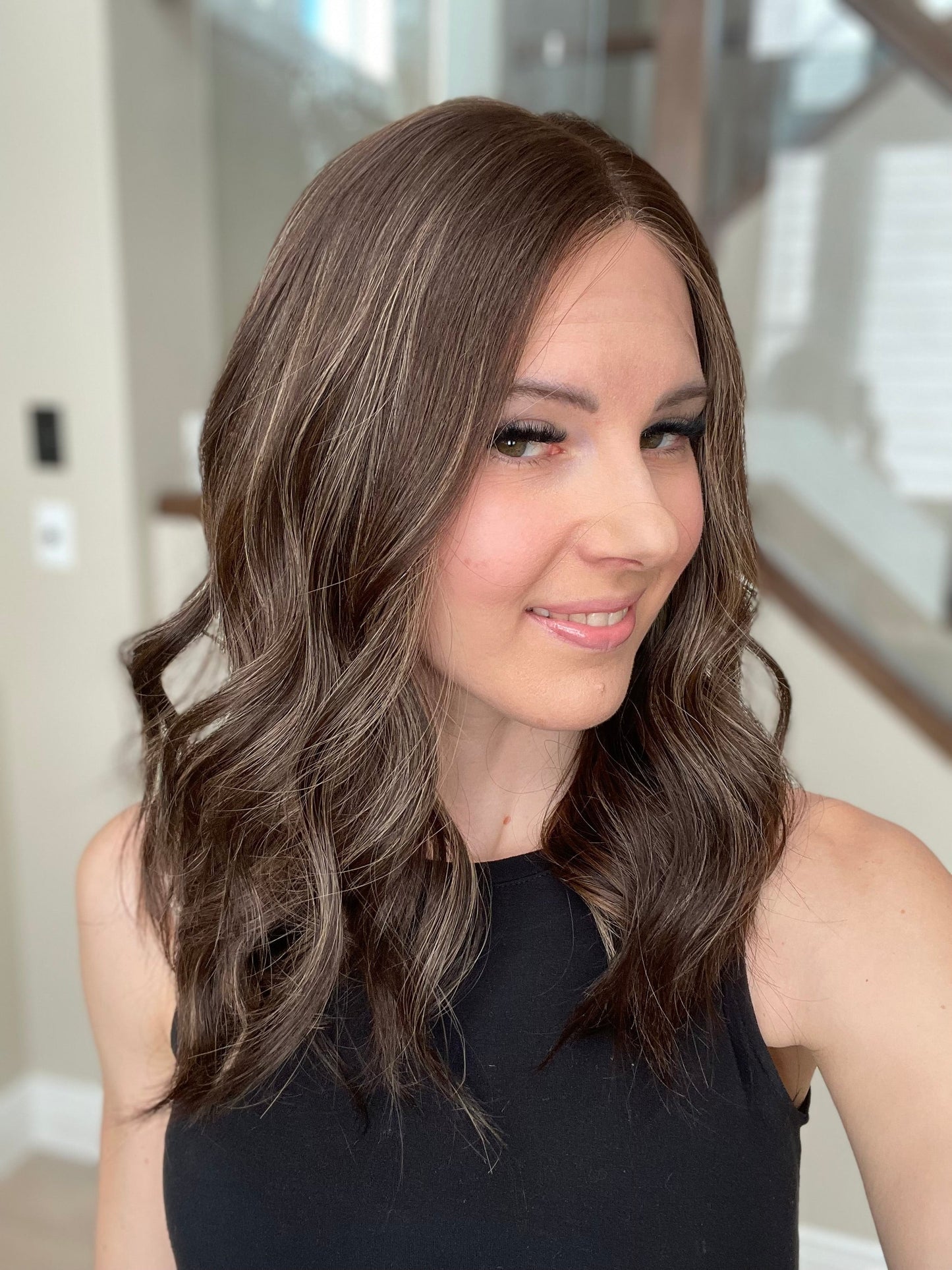 RESERVED FOR JULIA - 20" Lola Half Hand Tied Comfort Cap Lace Top Wig (M)