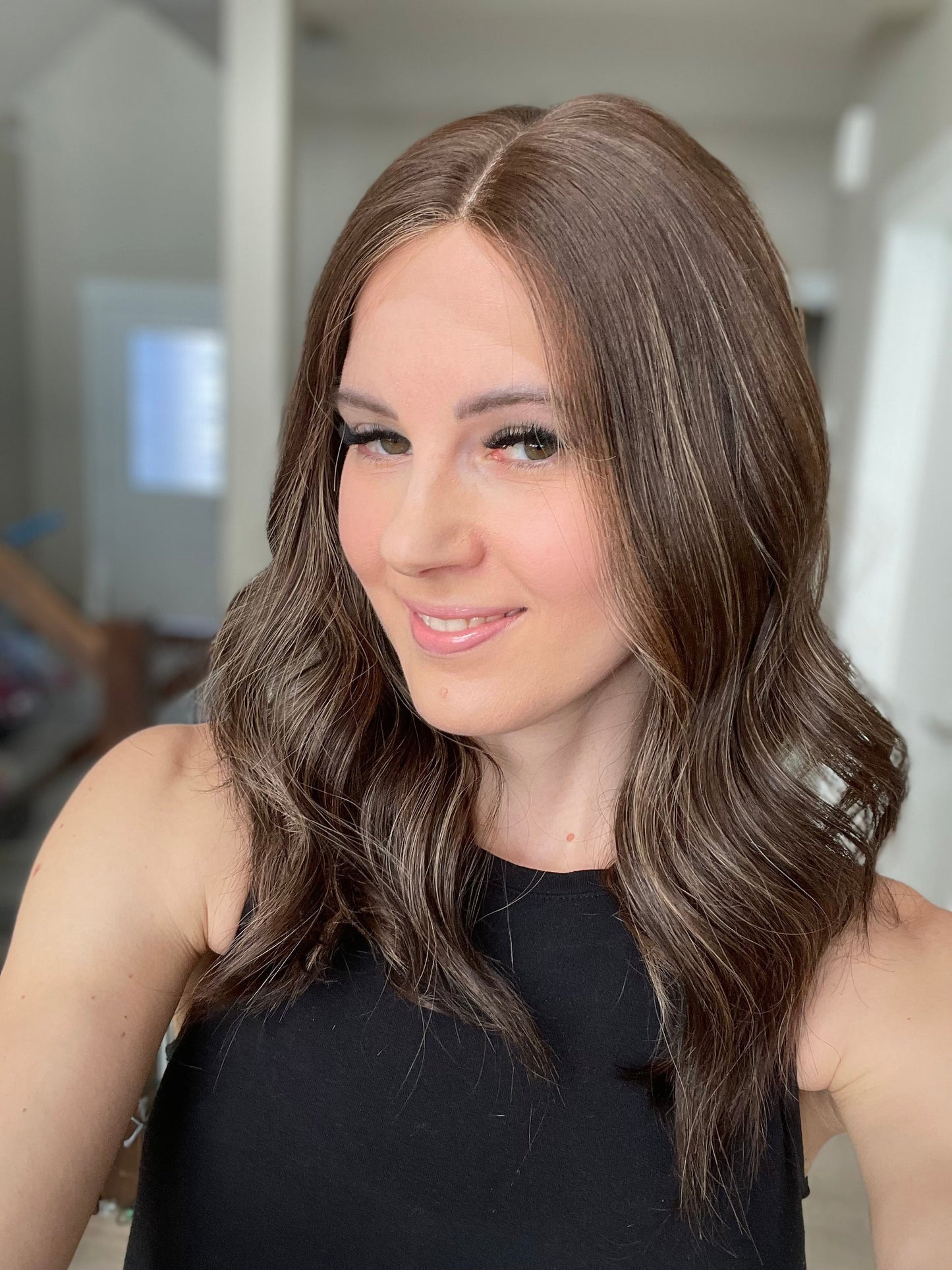 RESERVED FOR JULIA - 20" Lola Half Hand Tied Comfort Cap Lace Top Wig (M)