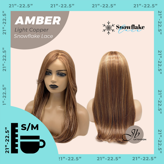 [PRE-ORDER] JBEXTENSION 21 Inches Straight Light Copper Pre-Cut T Part Snowflake Lace Frontlace Glueless Wig AMBER LIGHT COPPER【BENDY EAR TABS】