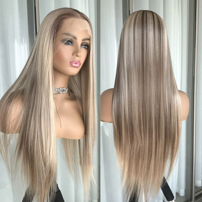 Barbie Blonde Highlight Lace Closure Wigs #18/613 HD Transparent 5x5 Lace Closure Human Hair Wigs