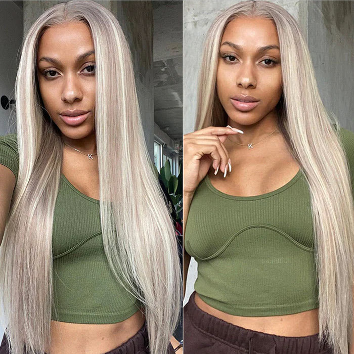 Barbie Blonde Highlight Lace Closure Wigs #18/613 HD Transparent 5x5 Lace Closure Human Hair Wigs