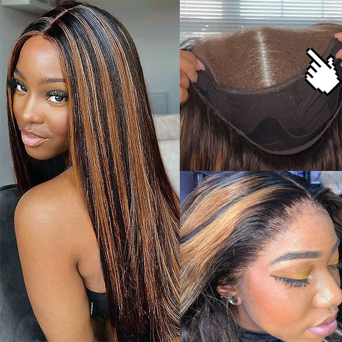 Balayage Highlight Put on go® Glueless Wig Pre Cut 8*5 HD Lace Closure Wigs Human Hair 220% Density