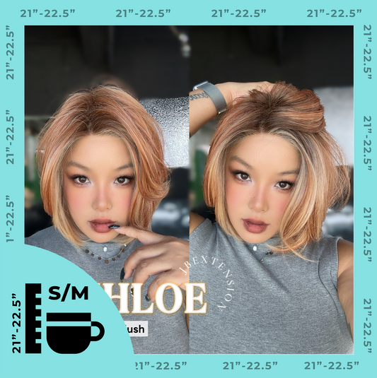 [PRE-ORDER] JBEXTENSION 12 Inches Bob Cut Sunset Blush Pre-Cut Snowflake Lace Frontlace Glueless Wig KHLOE SUNSET BLUSH【PERMATEASE】【BENDY EAR TABS】