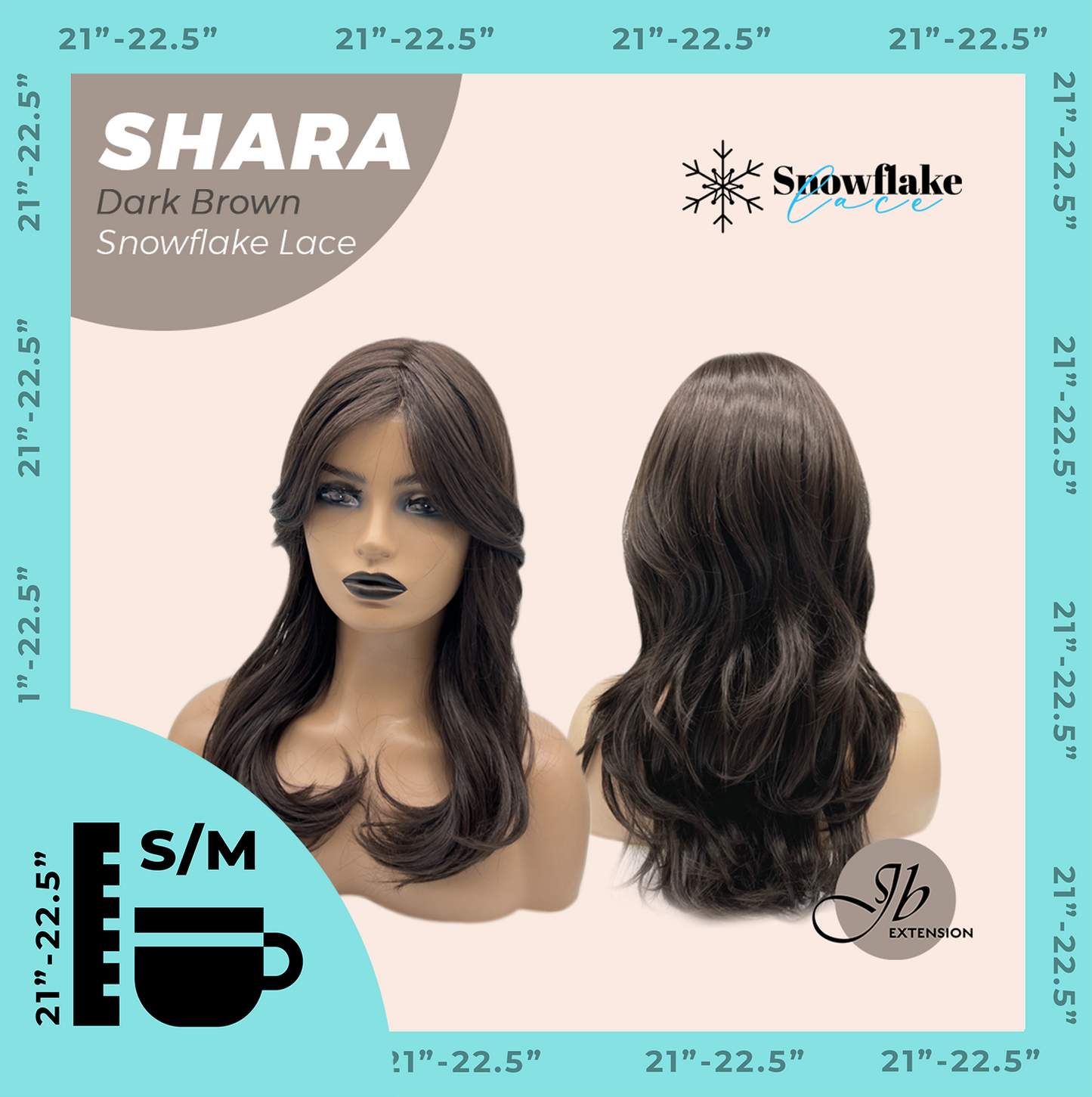 [PRE-ORDER] JBEXTENSION 17 Inches Curly Dark Brown Pre-Cut T Part Snowflake Lace Frontlace Glueless Wig SHARA DARK BROWN【BENDY EAR TABS】