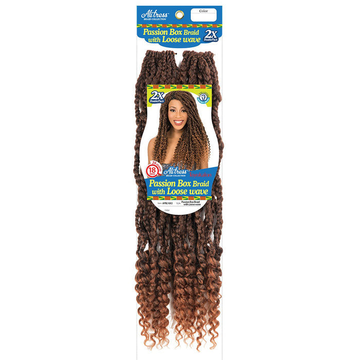 AliTress Toyokalon Pre-Looped Crochet Braids - 2X PASSION BOX BRAID with LOOSE WAVE 18"