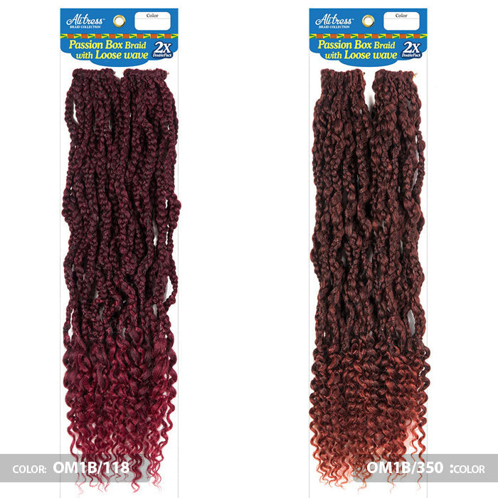 AliTress Toyokalon Pre-Looped Crochet Braids - 2X PASSION BOX BRAID with LOOSE WAVE 18"