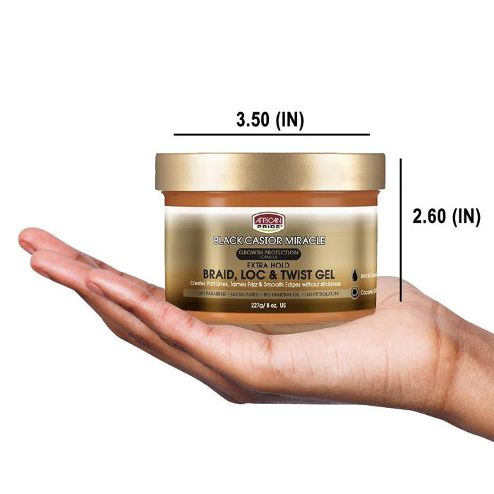 African Pride Black Castor Miracle Braid Loc & Twist Gel 8 oz