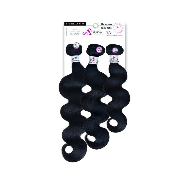 New Born Free Ali 100% Unprocessed Virgin Human Hair Brazilian Bundle 3pcs - BODY WAVE