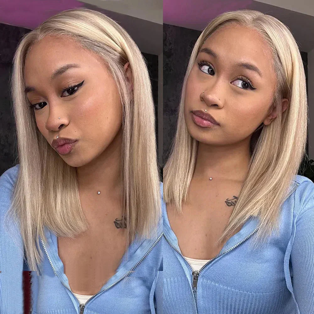 Barbie Blonde Highlight Lace Closure Wigs #18/613 HD Transparent 5x5 Lace Closure Human Hair Wigs