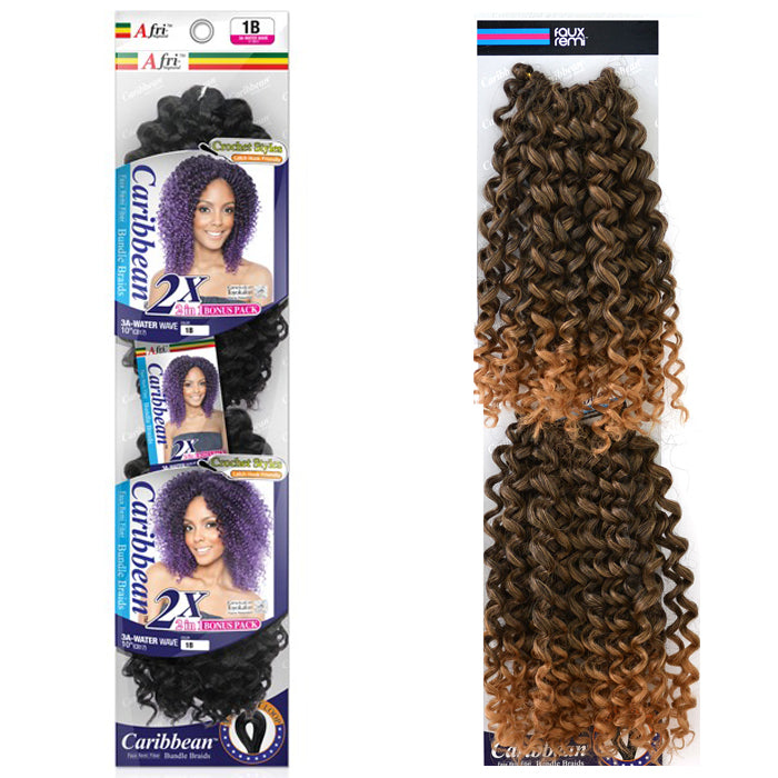 Mane Concept Isis Afri Naptural Caribbean Faux Remi Pre-Looped Crochet Braid Bundle - 3A WATER WAVE 10" 2X
