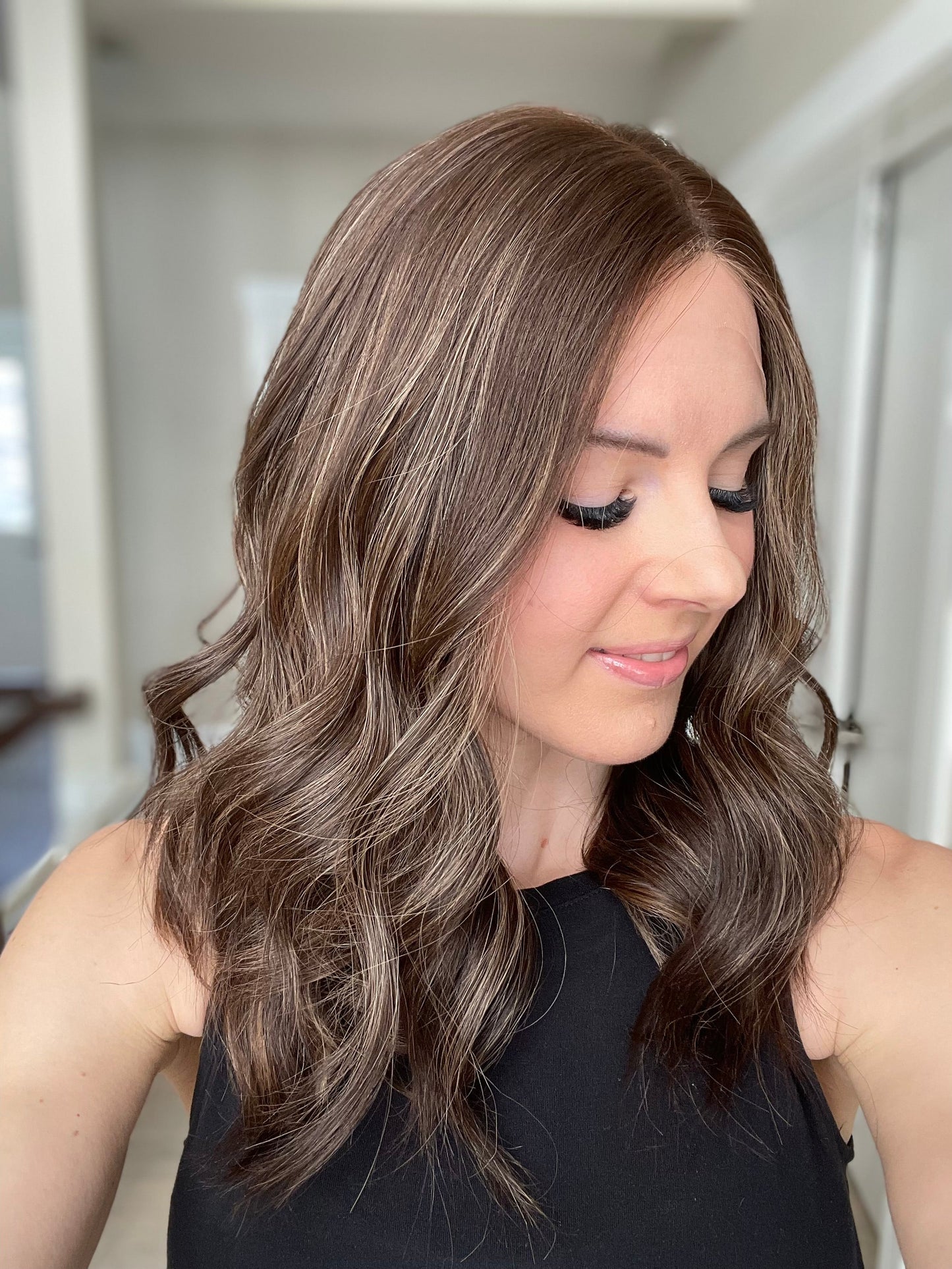 RESERVED FOR JULIA - 20" Lola Half Hand Tied Comfort Cap Lace Top Wig (M)