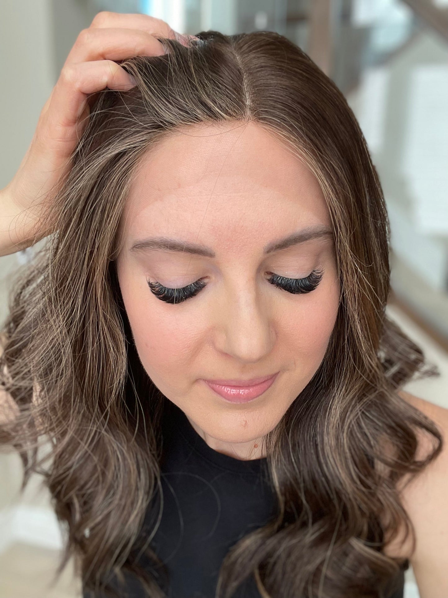 RESERVED FOR JULIA - 20" Lola Half Hand Tied Comfort Cap Lace Top Wig (M)