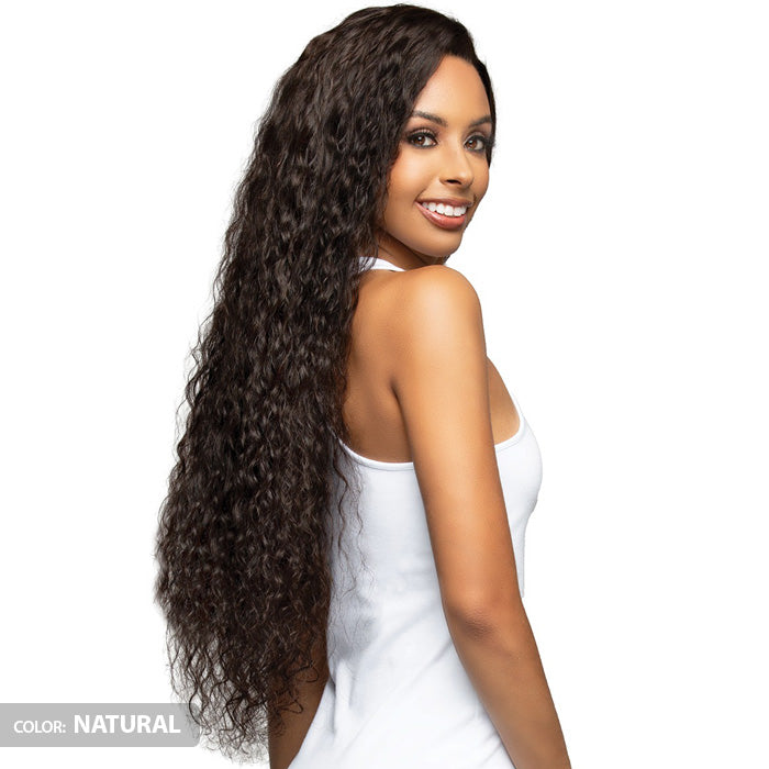 Bobbi Boss Bone Straight Glueless 100% Unprocessed Human Hair Hand-Tied Full Lace Wig - FLH012-NATURAL CURL 32"