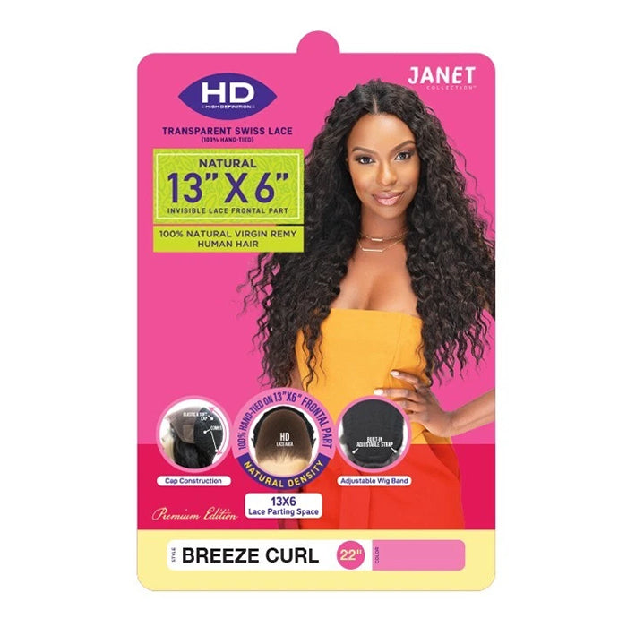 Janet Collection Natural 100% Virgin Remy Human Hair HD 360 Lace 13x6 Front Wig - BREEZE CURL WIG 14/18/26"