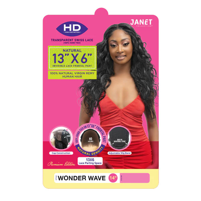 Janet Collection Natural 100% Virgin Remy Human Hair HD 360 Lace 13x6 Front Wig - WONDER WAVE WIG 14/18/22/26"