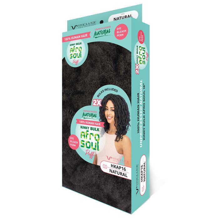 Vivica A Fox Afro Soul Puff 100% Human Hair Unprocessed Natural 2X Kinky Bulk - HKAP16