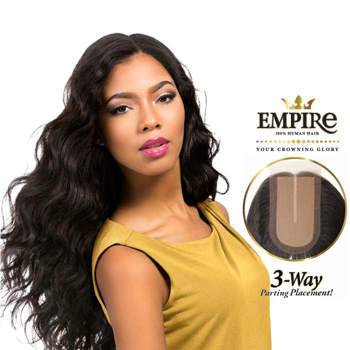 Sensationnel Empire Human Hair 3 Way Parting Lace Closure BODY WAVE 12 Inch