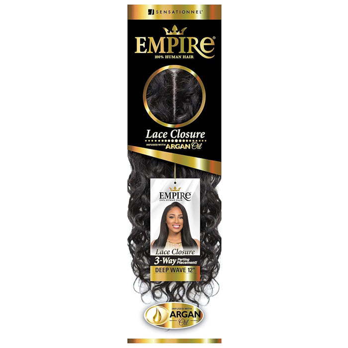 Sensationnel Empire 100% Human Hair Lace Closure 3 Way Parting Placement DEEP WAVE 12 Inch