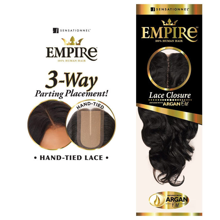 Sensationnel Empire Human Hair 3 Way Parting Lace Closure LOOSE DEEP 12 Inch