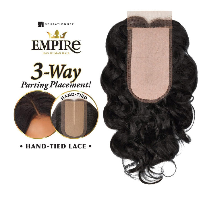 Sensationnel Empire Human Hair 3 Way Parting Lace Closure LOOSE DEEP 12 Inch