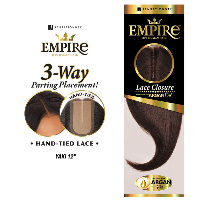 Sensationnel Empire Human Hair 3 Way Parting Lace Closure YAKI 12 Inch