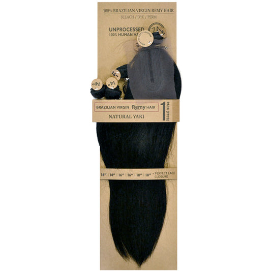 Laflare 100% Unprocessed Brazilian Virgin Remy Human Hair Weave - 7 PCS NATURAL YAKI 18/20/22"