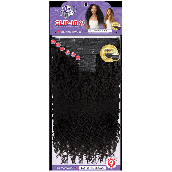 Outre Human Hair Blend Big Beautiful Hair Clip In 9CS - PERUVIAN WAVE 18"