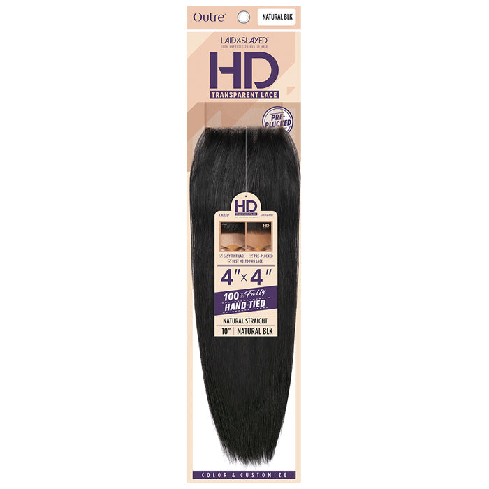 Outre Laid & Slayed 100% Unprocessed Human Hair 4x4 HD Hand-Tied Closure - NATURAL STRAIGHT 12"