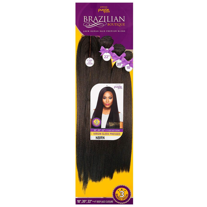 Outre Purple Pack Brazilian Boutique 100% Human Hair Blend VIRGIN SLEEK PRESSED (1 Pack Solution) 18/20/22