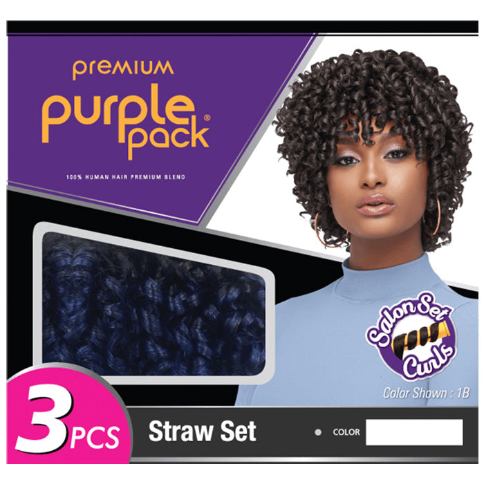 Outre Premium Purple Pack 100% Human Hair Premium Blend Salon Set Curls STRAW SET 3PCS